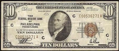 1929 $10 Dollar Bill Brown Seal Bank Note National Currency Old Paper Cover