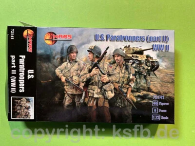 1:72 Mars Figuren #72141 WKII USA amerikanische Fallschirmjäger Soldaten Figuren
