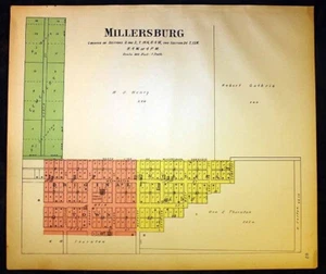 1904 Town of Millersburg Plat Map Mercer County Illinois - Picture 1 of 3