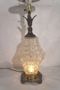 Antique Vintage Pineapple Lamp Cut Glass and Brass French Provincial Boho - Picture 1 of 12