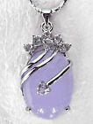Purple Lavender Jade White Gold Plated Crystal Pendant Chain Neckalce