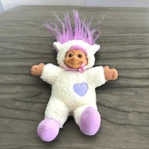 Russ Troll Puppe Lamm Kostüm lila Haare 8 Zoll weicher Körper Vintage - Bild 1 von 7