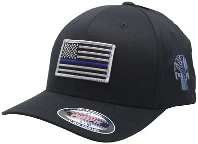 Blue Line Flag Punisher Flex Fit Hat - Image 1 of 3