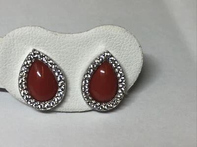 orecchini goccia corallo argento - Immagine 1 di 3