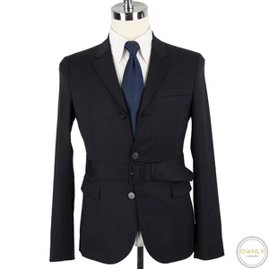 Neu mit Etikett $ 1095 Emporio Armani marineblau Wolle Twill Italien Gürtel Jacke 34 US - Bild 1 von 16