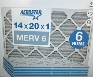Nuevo filtro de aire plisado Aerostar MERV 11, filtro de aire de horno de CA, paquete de 6 - Imagen 1 de 1