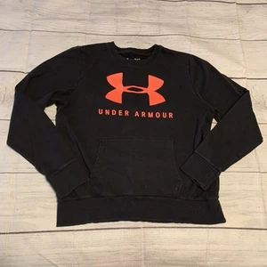 Under Armour Rival Womens Size Medium Crewneck Sweatshirt Kangaroo Pockets Black - Picture 1 of 8