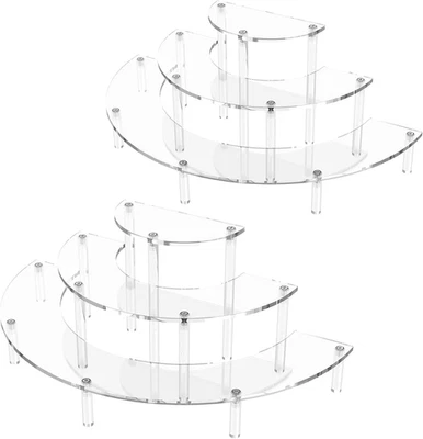 3 Tier Acrylic Display Risers 2 Pack, Half Moon Cupcake Stand, Clear Perfume Org - Image 1 of 4