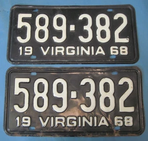 1968 Virginia License Plates Matched Pair DMV cleared for vintage registration - Bild 1 von 1