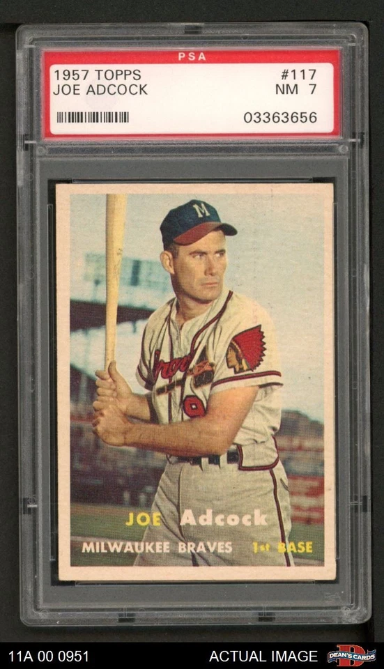 1957 Topps #117 Joe Adcock Braves PSA 7 - NM - Image 1 of 1