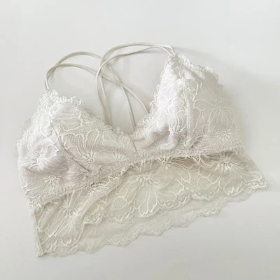 Gilly Hicks Bralette Size Small Double Strap Lace Ivory Cream - Image 1 of 4
