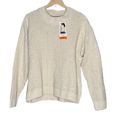 Weatherproof 女式长袖拉过毛衣,尺寸 2XL 奶油色金属口音 — 第 1/4 张图片