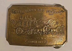 Vintage Wells Fargo & Company Stagecoach Brass Belt Buckle Tiffany New York - Picture 1 of 7