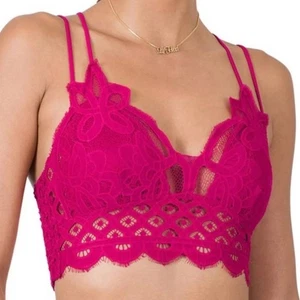 Neu ohne Etikett Zenana Magenta Rüschen Spitze verstellbare Träger abnehmbare Cup-Pads 1X - Bild 1 von 11