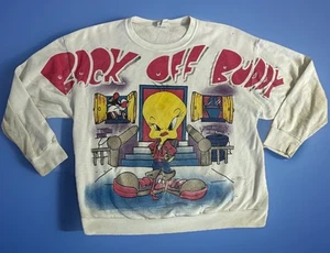 Vtg 1996 Looney Tunes Tweety Bird AOP “Back Off Buddy” Sweatshirt 90’s XL/XXL - Picture 1 of 24