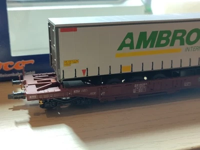 Roco 66711 FS Containertragwagen braun mit Ambrogio LKW Auflieger in OVP - Bild 1 von 4