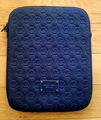 Michael Kors  Logo Navy Blue Neoprene Cushion IPAD/ Tablet Zip Case  8x10 NWOT - Image 1 of 4