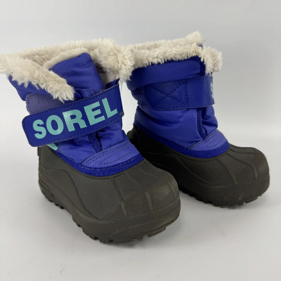 Botas de Nieve Sorel Commander Niñas Púrpura/Azul Forradas de Vellón Impermeables Talla 7 Niños Foto 1 de 4