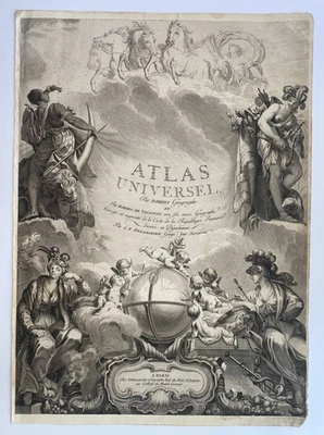 TITLE PAGE c. 1780 VAUGONDY DELAMARCHE ATLAS UNIVERSEL VERY LARGE ANTIQUE PLATE - Image 1 of 4