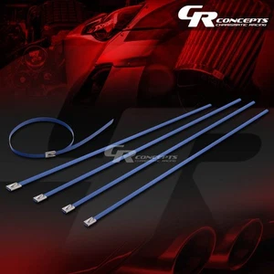 X5 12"/300MM STAINLESS BLUE ZIP TIE CABLE WIRE TURBO/HEADER/MANIFOLD/HEAT WRAP - Picture 1 of 4