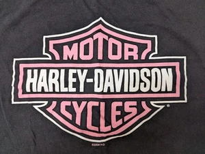 T-shirt Harley-Davidson donna XL scudo rosa logo manica corta nera Asheboro - Foto 1 di 10