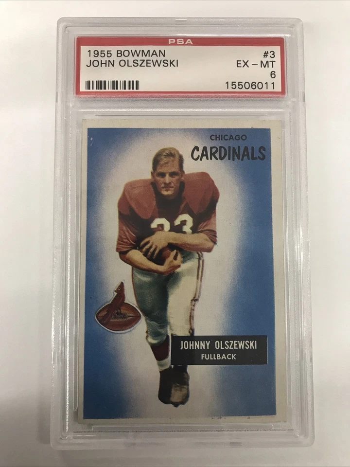 1955 Bowman John Olszewski #3 PSA 6 Chicago Cardinals - TCCCX - Image 1 of 1
