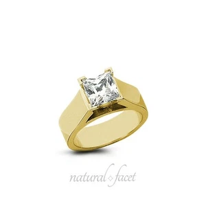 Anello di Fidanzamento Solitario Oro Giallo Diamante Naturale Principessa 2,52ct F VS2 - Foto 1 di 3