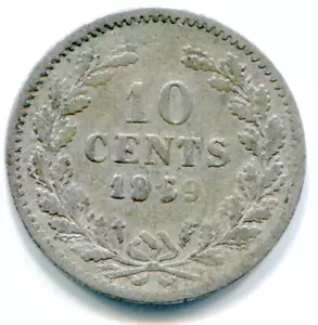 Netherlands 10 Cents 1859 KM-80 nice HG coin lotapr9419 - Picture 1 of 2