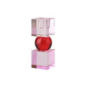 Gift Company Kerzenhalter Sari 2 Cubes Kerzenständer Glas Hellrosa Rot H 14 cm - Bild 1 von 2