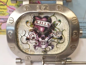 ED HARDY BY CHRISTIAN AUDIGIER QUARTZ BT-LA-1343 JAPAN MEN'S WORKING VINTAGE - Picture 1 of 20