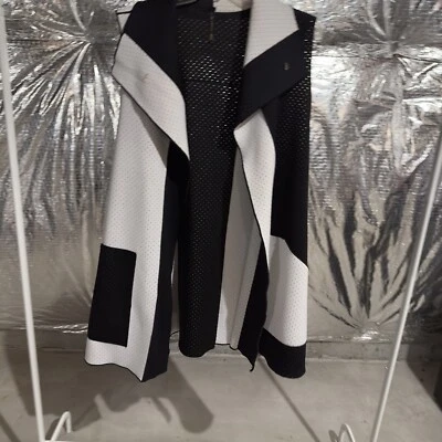 Chaqueta sin mangas para mujer negra blanca colorblock talla XL chaleco de gran tamaño Foto 1 de 4