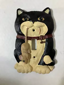 Ceramic Kitty Cat with mouse Light Switch Cover - Picture 1 of 3