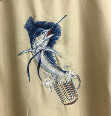 HOOK & TACKLE RAYON BLEND EMBROIDERED MARLIN Glass of Beer Size M - Image 1 of 4