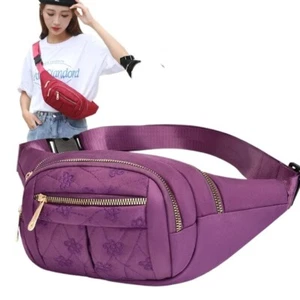Purple Multi-Pocket Chest Bag, Fashion Commuter Crossbody with Adjustable Belt - Picture 1 of 6