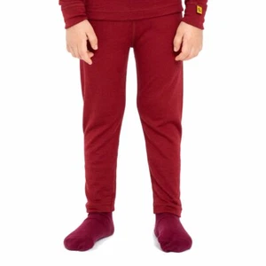 Soft Warm Merino Wool Kids Leggings * Thermal Pants for Toddler 160 Cherry Red - Picture 1 of 11