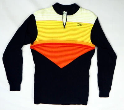 Suéter vintage DECCA 1970s bicicleta jersey ciclismo ombre puesta de sol arco iris rayas Foto 1 de 4