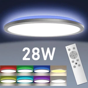 28W LED Deckenlampe RGB mit Fernbedienung Ultraflach Dimmbar Deckenleuchte Lampe - Bild 1 von 11