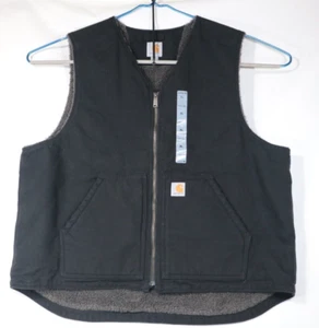 Chaleco Carhartt Cremallera Completa Sherpa Forrado Negro Pato Lona 104394 Para Hombre XL NUEVO - Imagen 1 de 12