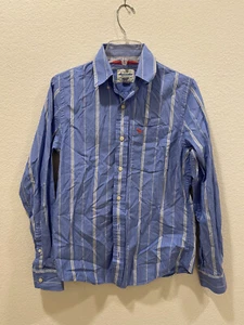 AF Abercrombie & Fitch Button Down Long Sleeve Striped Shirt Blue Mens SZ S EUC - Picture 1 of 7