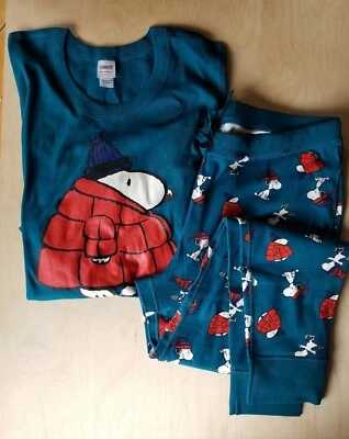 NWT Hanna Andersson SNOOPY PEANUTS WINTER  Pajama Set  WOMEN'S ADULT XL 16 18 - Image 1 of 4