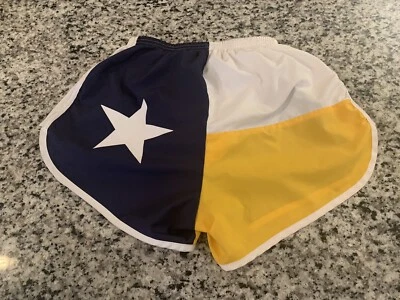 B.O.A. Shorts de corrida Texas Flag médio alegria/corrida azul e amarelo TX rosa - Imagem 1 de 4