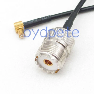 UHF female jack SO239 to MCX male right angle RF RG174 Pigtail Coax Cable 30cm  - Image 1 of 4