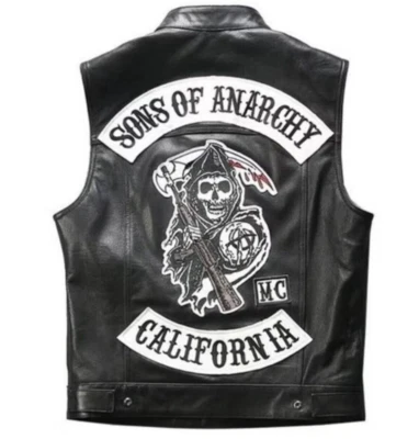 Sons of Anarchy SOA Jax Teller President Redwood Motorcycle Black Leather Vest - Image 1 of 3