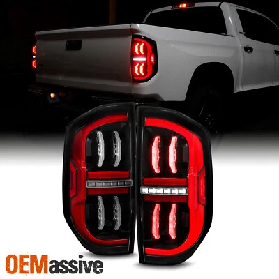 For 2014-2021 Toyota Tundra LED DRL Black Tail Lights Pair w/ Sequential Signal - Image 1 of 4