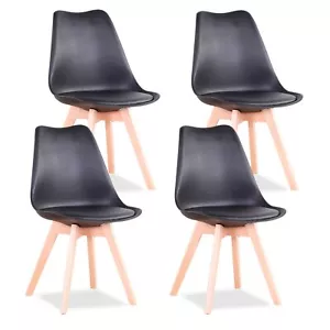 Pack de 4 sillas de comedor, silla diseño nórdico con asiento acolchado, Negro - Imagen 1 de 11