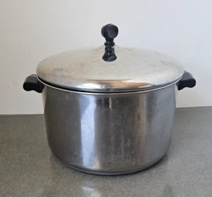 Vintage Farberware 8 Quart Stock Pot w Lid Aluminum Clad Stainless Steel USA - Picture 1 of 13