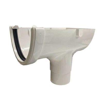 Floplast Guttering ROH2WH 115mm Hi-Cap (Deepflow) - Stopped Outlet (68mm) -White - Image 1 of 2