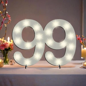Leuchtende LED-Zahl 1-99 XXL zum Aufstellen, Hängen & Gestalten, Holz Weiß Deko - Bild 1 von 44
