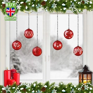 Bauble Window Stickers Clings Reusable Christmas Decorations Quick Simple Decal - Picture 1 of 27