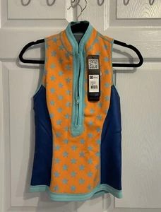 NWT GlideSoul Orange Blue Aqua StarsSleeveless Full Zip Impact Womens Vest Small - Picture 1 of 7